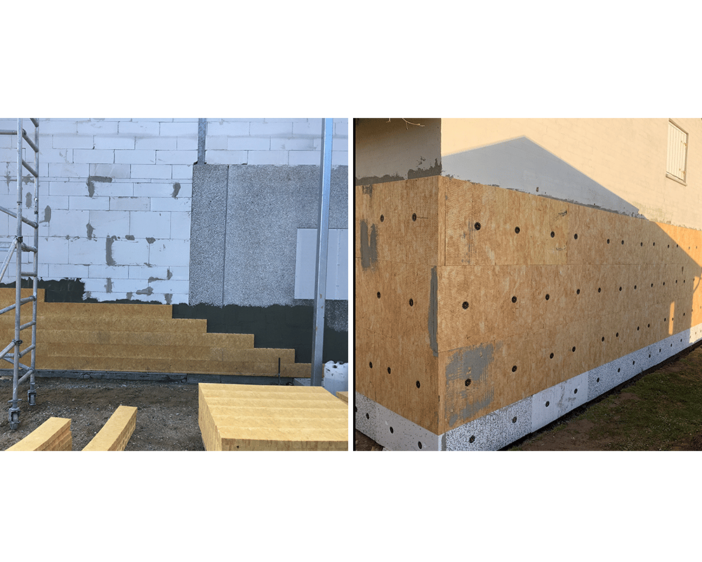 Igangværende facaderenovering og -isolering på hus